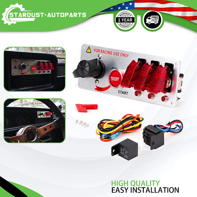 Racing Car Carbon Ignition Button Switch Panel Engine Start Push LED 12V Toggle