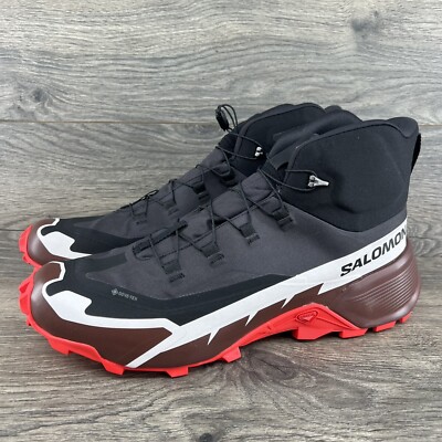 Salomon Cross Hike Mid Gortex 2 Mens Size 12.5 Trail Running Hiking Boots Black