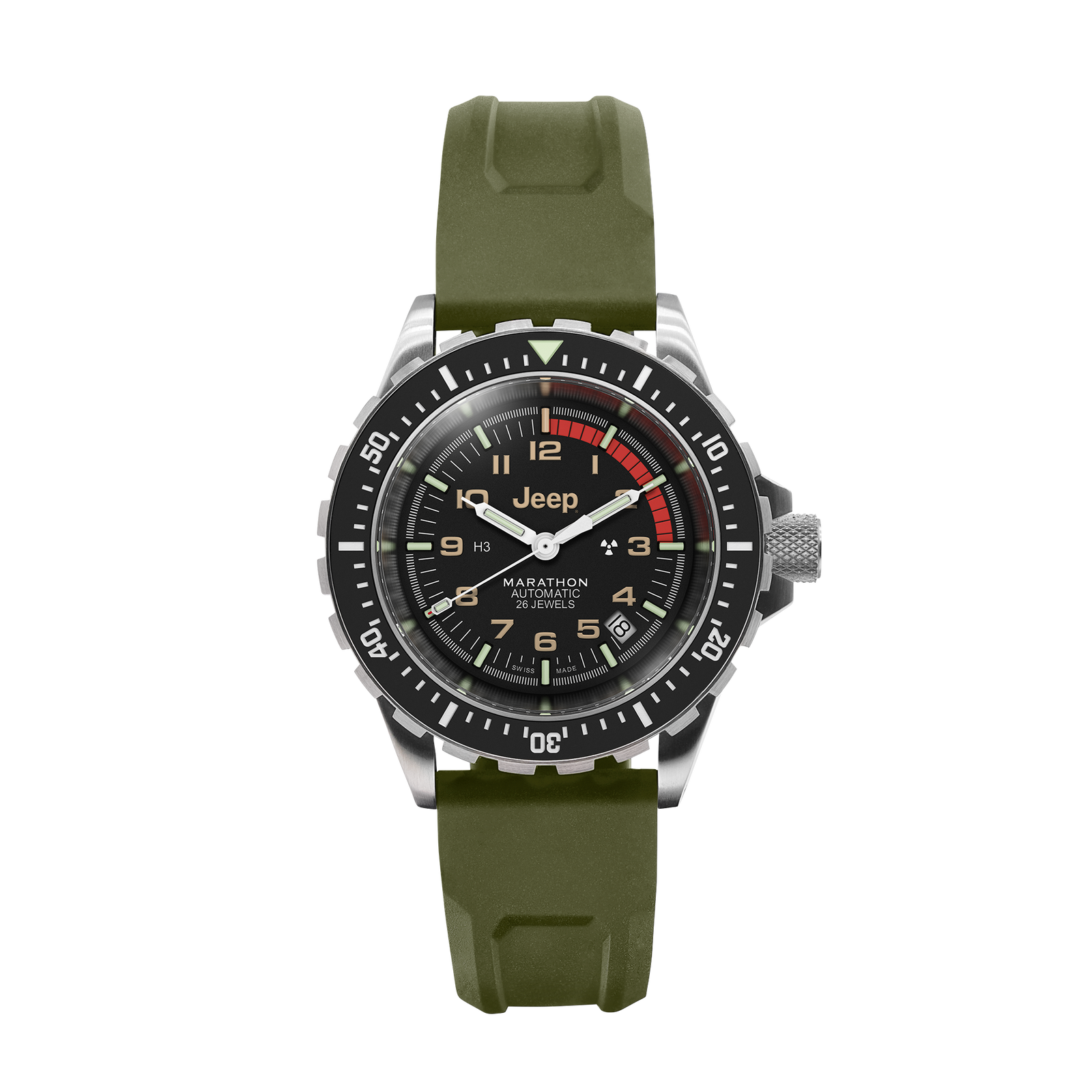 Pre-owned Jeep 41mm  Rubicon Gsar (diver's Automatic) Watch By Marathon Ww194006ss-4101