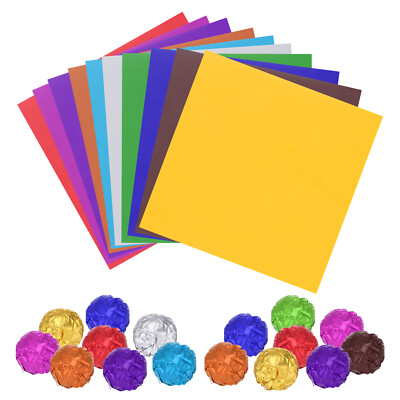 200pcs Mix-colors Metallic Foil Paper, 3x3'' Glossy Texture Wrapping Paper