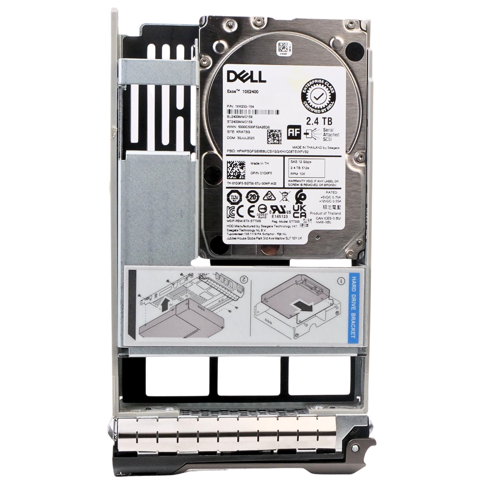 Dell 2.4TB 10K RPM SAS 12Gb/s 512e Hybrid 3.5" Enterprise HDD 01D0F5 G13