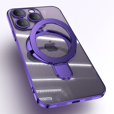 For iPhone 15 14 13 12 Pro Max Magnetic Case with MagSafe Stand Camera Protector
