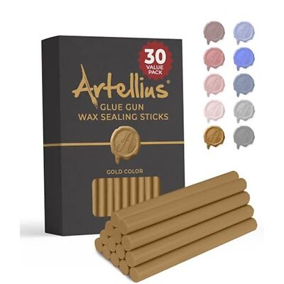 Premium Sealing Wax Sticks (Bulk 30 Pack) Wax Seal Glue Gun Sticks - Gold