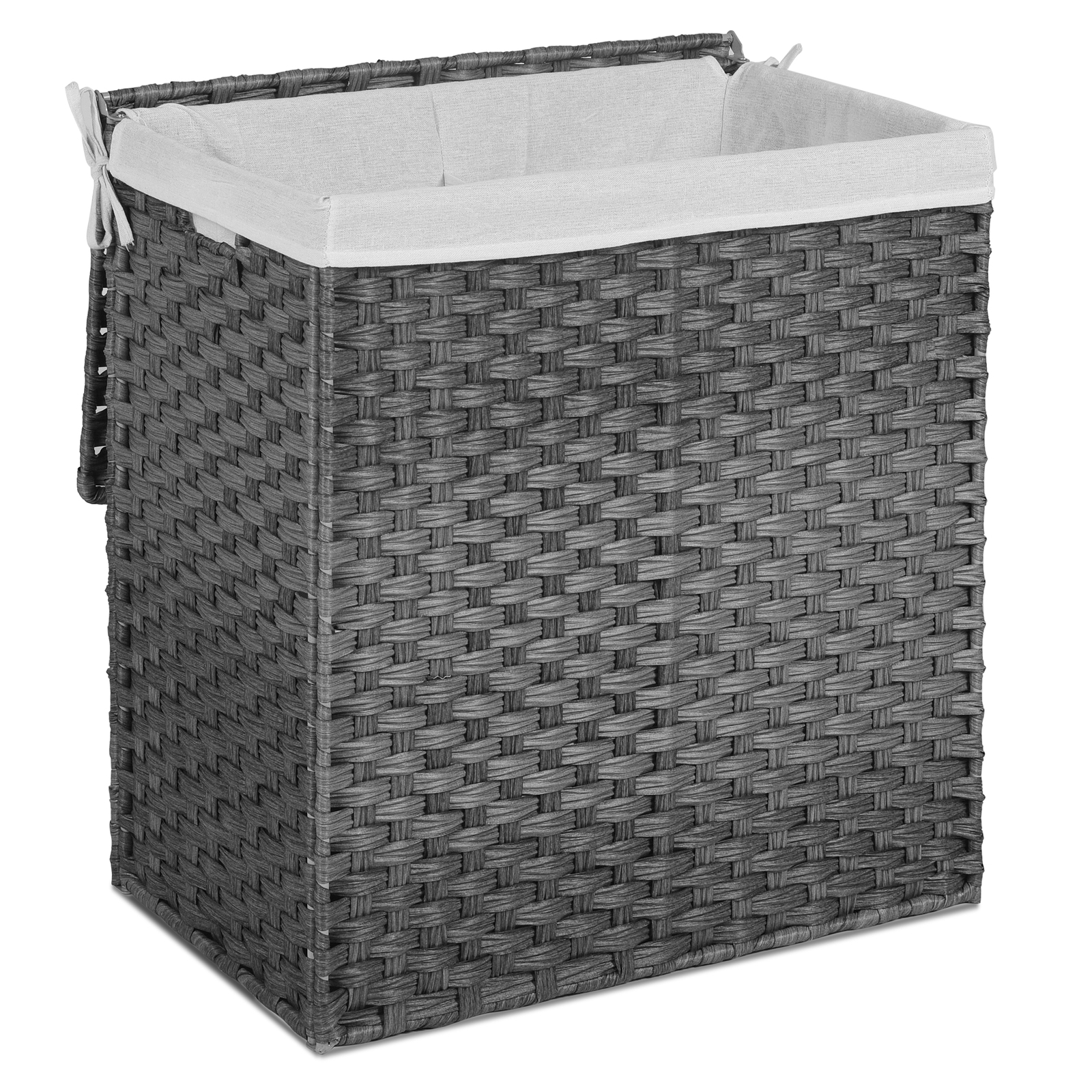Faltbarer Wäschekorb Wäschetonne Wäschetruhe Polyrattan 2x Wäschesack + Griffe