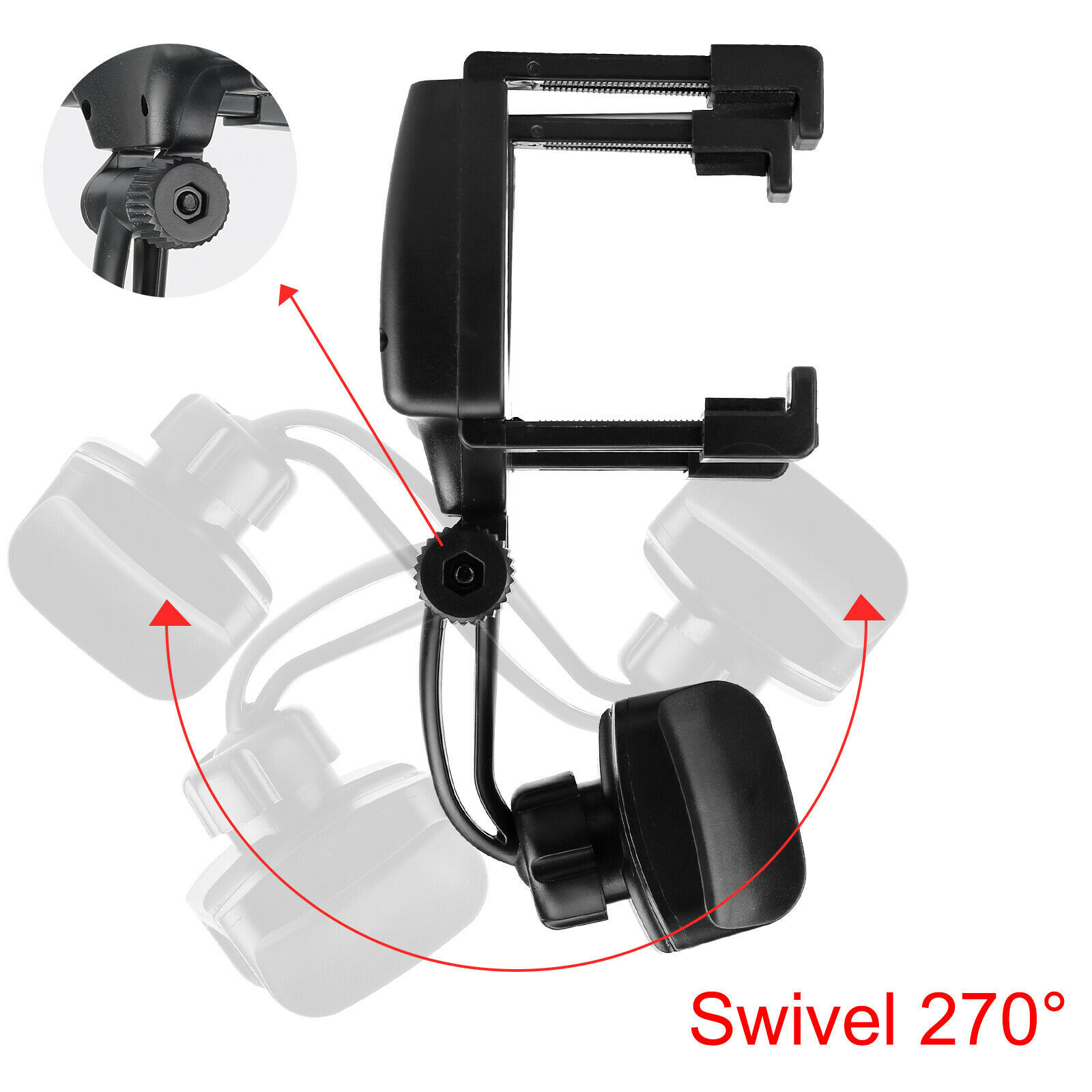 360° Universal Mount Holder Car Stand Rear View Mirror For Mobile Cell Phone GPS