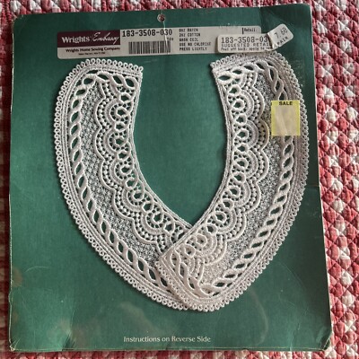 Vintage 1980's Wrights White Lace Collar New Old Stock