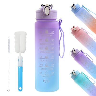 YekouMax Borraccia 750ml, Boraccia Palestra con Cannuccia e Orari per Bere, Borr