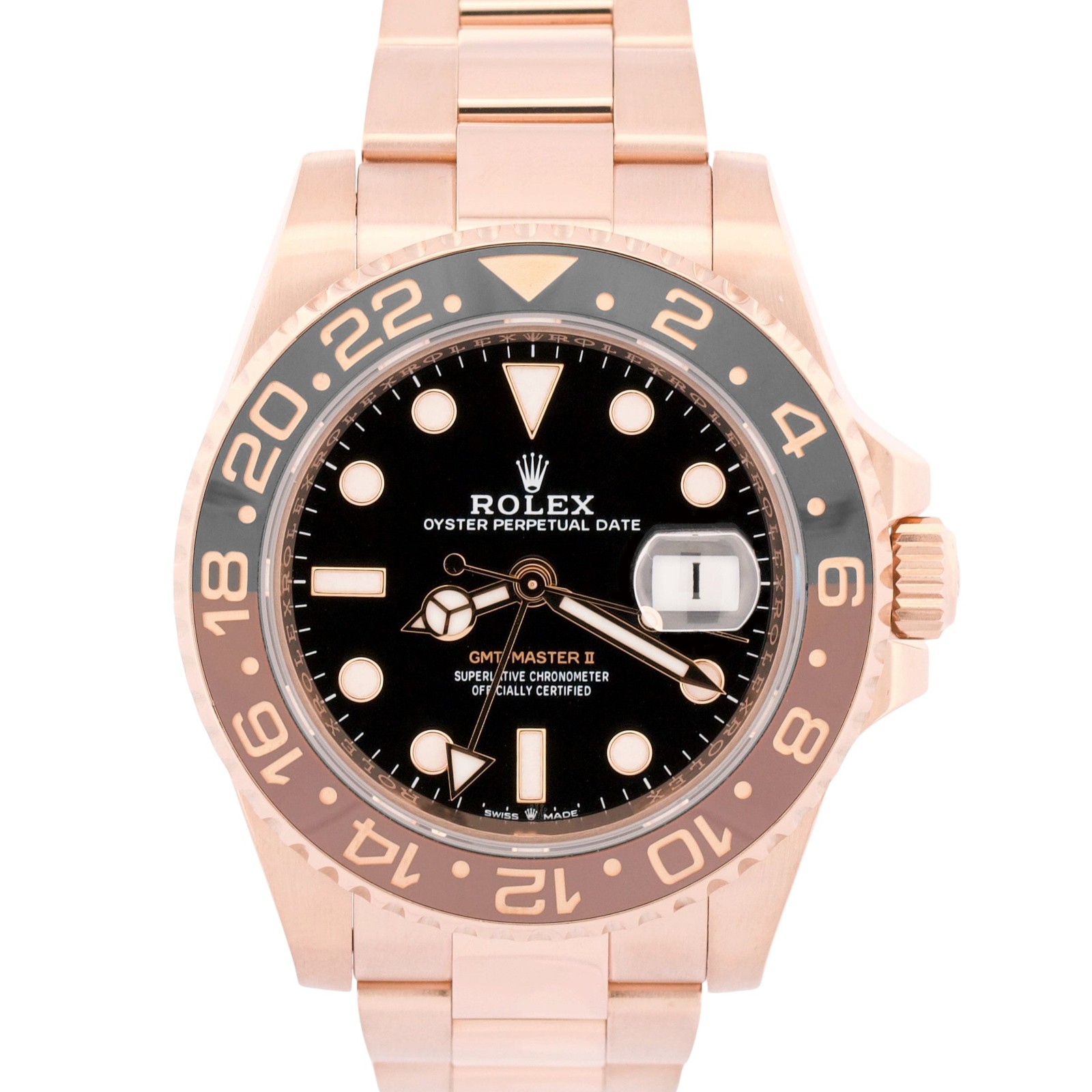 2022 PAPERS Rolex GMT-Master II ROOT BEER 18K Rose Gold 40mm 126715 CHNR BOX