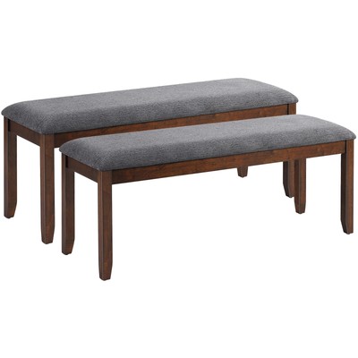 Topbuy Set of 2 Bench Seat Upholstered Dining Bench with Wood Legs for