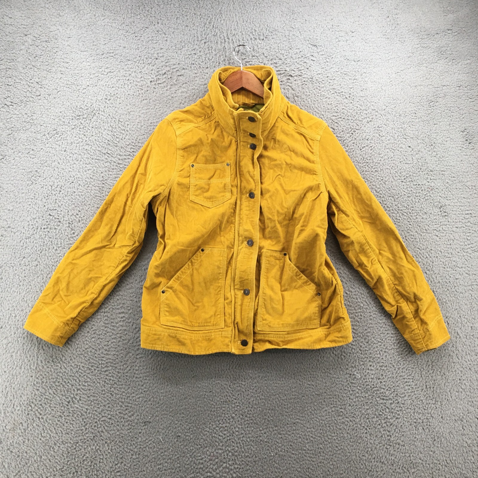Eddie Bauer Corduroy Moto Jacket Mens L Yellow Long Sleeve