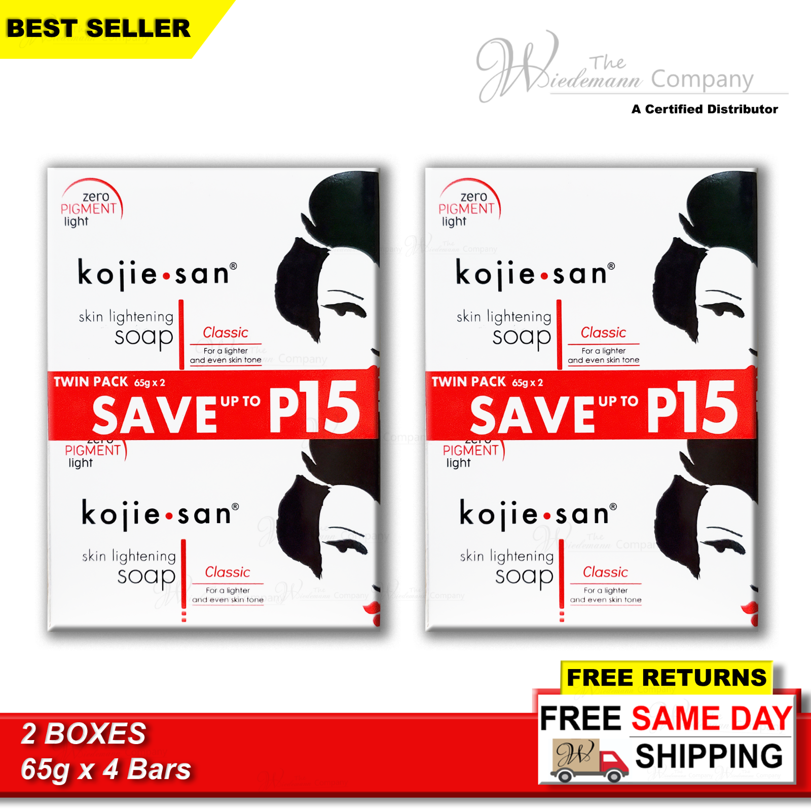 Original Kojie San Skin Lightening Kojic Acid Soap 65g x 4 Bars | eBay