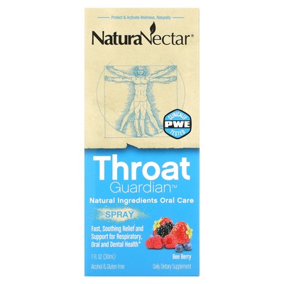 NaturaNectar Throat Guardian Spray Bee Berry 1 жидкая унция 30 мл без спирта,