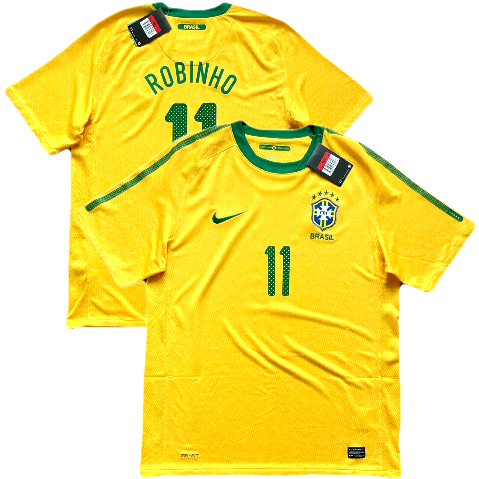 2010/11 Brazil Home Jersey #11 ROBINHO Large Camiseta Nike