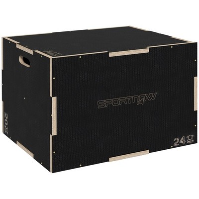 SPORTNOW Box Jump Pliometrico a 3 Altezze in Legno Antiscivolo 61-51-41cm Nero