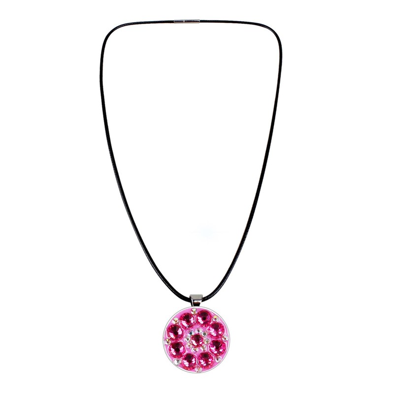 Golf Marker Necklace for Women Magnetic Crystal Flower Shape Golf Necklace