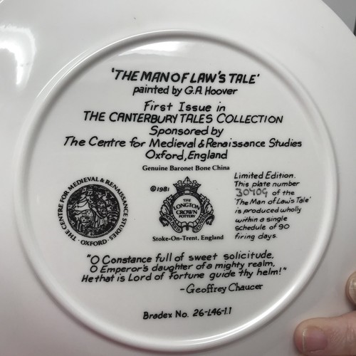 Longton Crown The Man of Law’s Tale 1981 Limited Edition Collector Plate