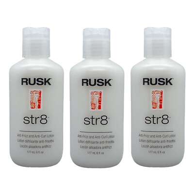 Rusk Str8 Anti Frizz and Anti Curl Lotion 6 Oz (Pack of 3)