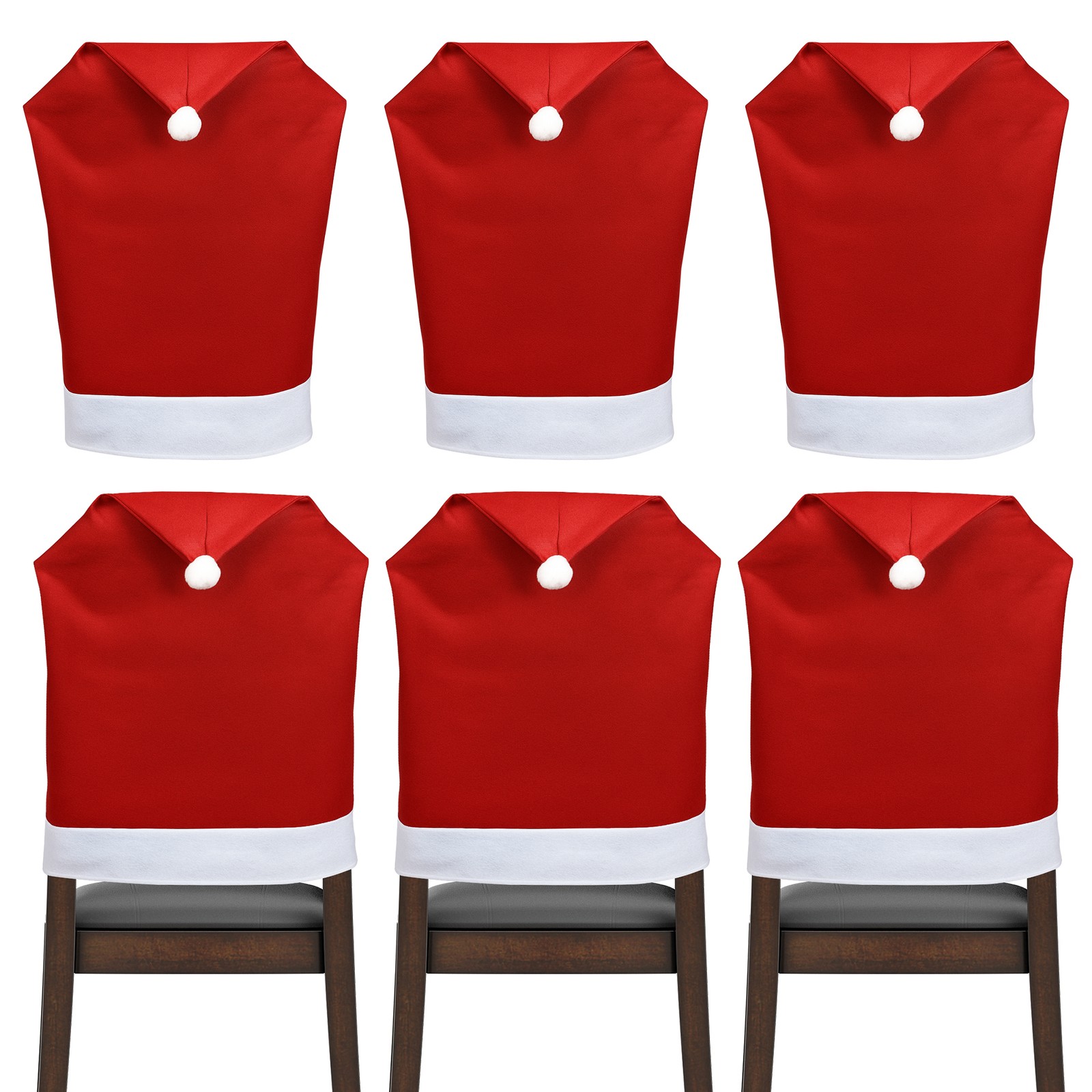 Christmas Santa Hat Dining Chair Back Covers Party Red Xmas Chair Table Decor