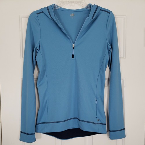 Alo Yoga Small Hoodie Womens Blue 1/4 Zip Coolfit Cool Fit