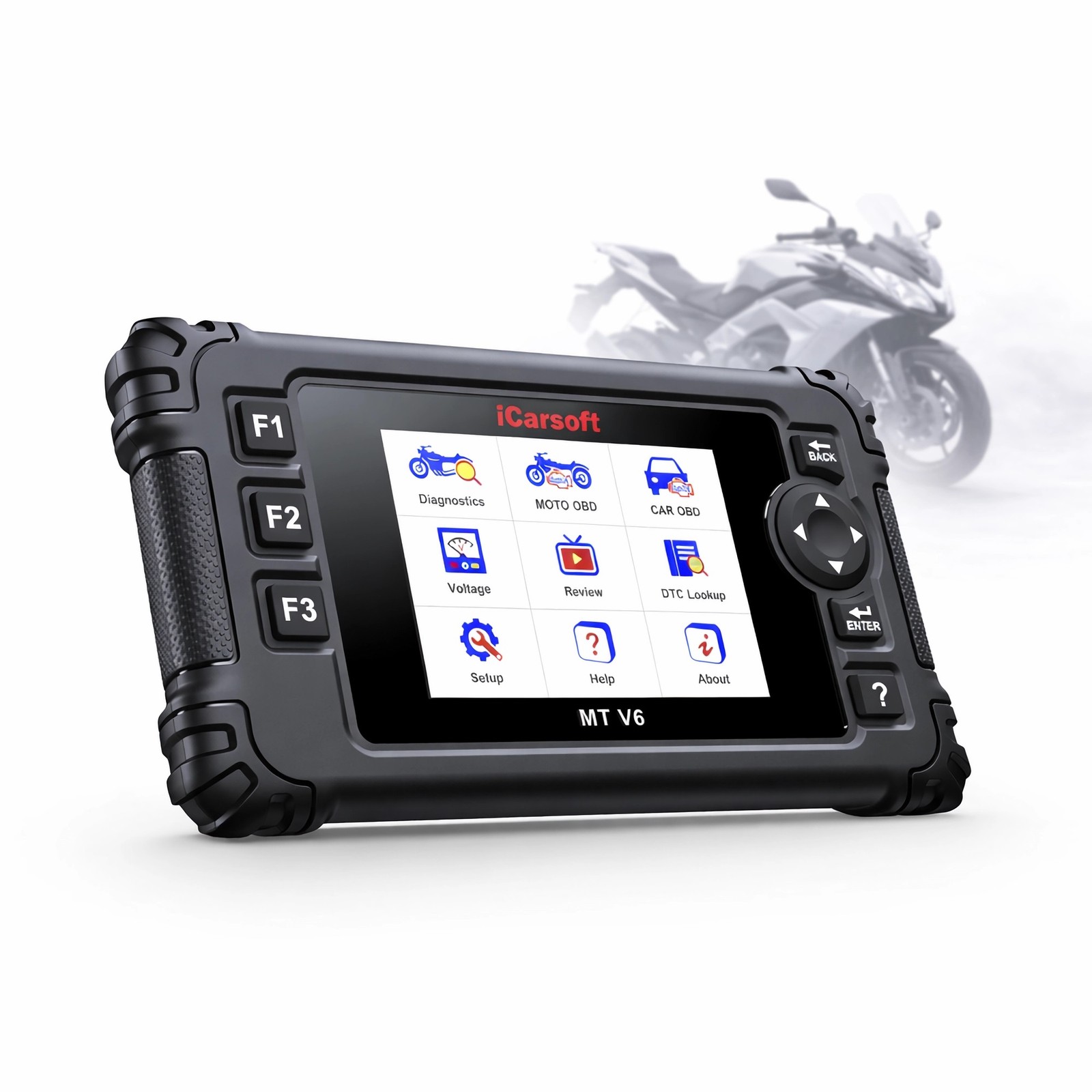 iCARSOFT OBD2 DIAGNOSEGERÄT SCANNER MT V6 für HYOSUNG Motorräder inkl. Adapter