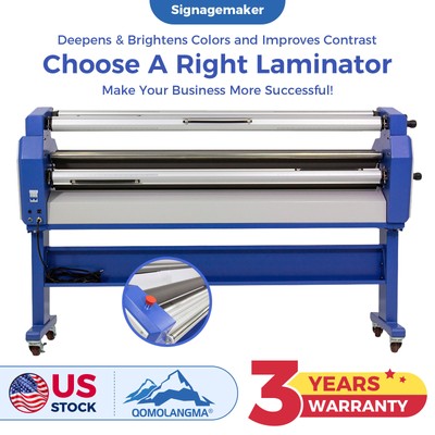 US Stock QOMOLANGMA 110V 63in Wide Format Cold Laminator Max. Nip Opening 1.38in