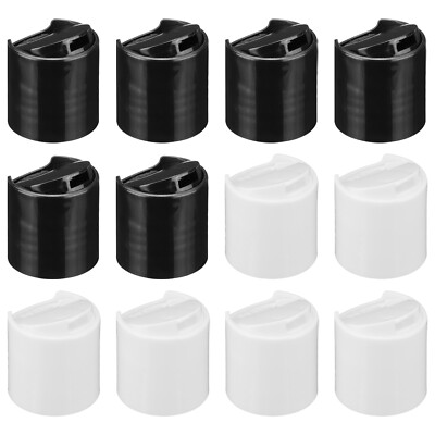 12Pcs 28/410 PP Plastic Disc Top Caps Press Cap, Replacement Caps, Black, White