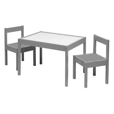  3-Piece Dry Erase and Wood Activity Table and Chairs Set, Gray, 25'' x 19'' x 18''