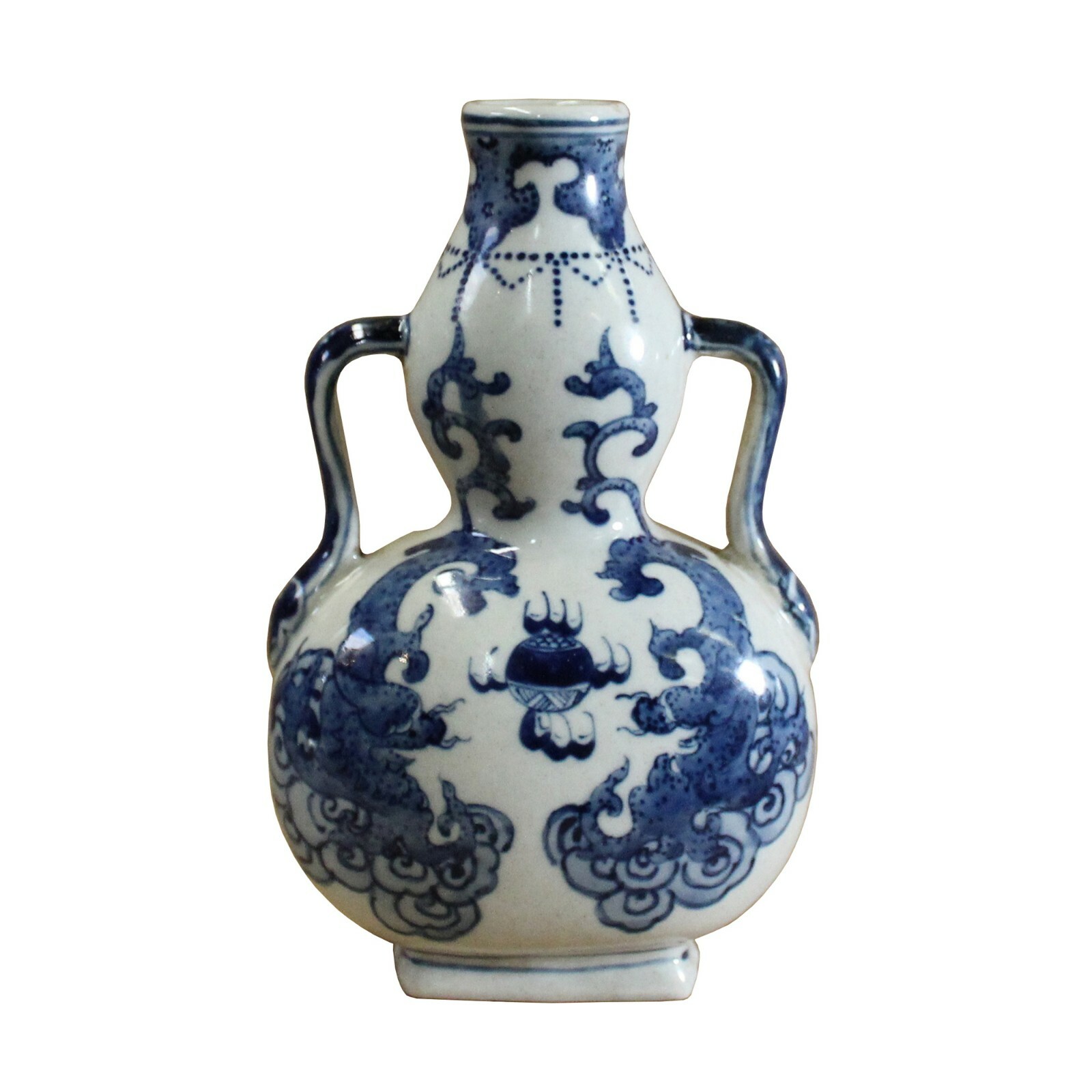 Chinese Blue White Porcelain Dragons Scroll Graphic Gourd Shape Vase cs5699S Chinese Blue White Porcelain Dragons Scroll Graphic Gourd Shape Vase cs5699S