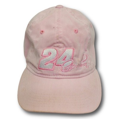 Vintage Chase Authentics Jeff Gordon 24 Pink Seersucker NASCAR Cap Women's OSFA