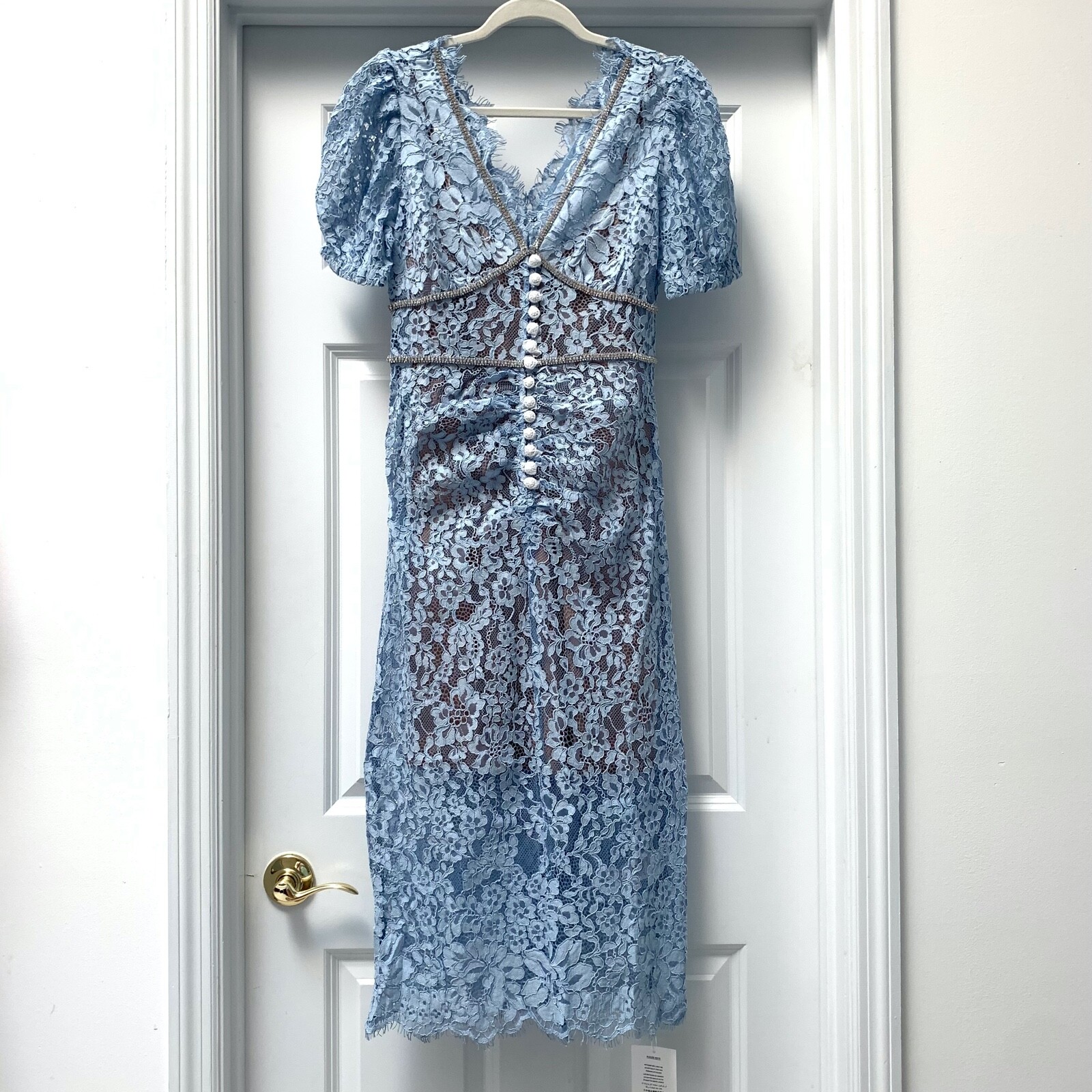 Pre-owned Self-portrait Baby Blue Light Camellia Cocktail Dress