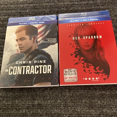 The Contractor + Red Sparrow  (Blu-ray Lot) W/ Digitals And Slipcovers