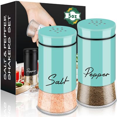 L Salt And Pepper Shakers Set5 Oz Turquoise Kitchen Decor An