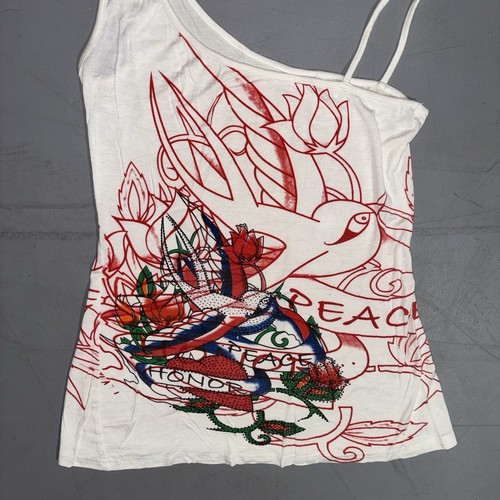 トップス Sculptor X Ed Hardy Sheer Tank Top Sculptor X Ed Hardy] Sheer Tank Top White