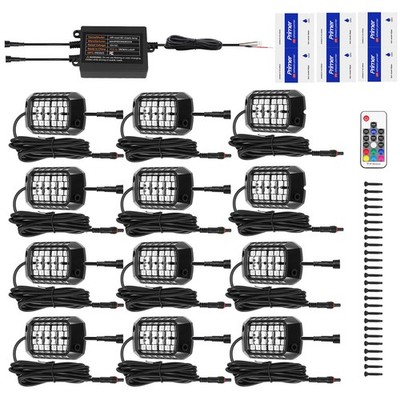 12 Pods RGB Rock Lights Kit For Car Truck SUV ATV UTV LED Waterproof RF Remote