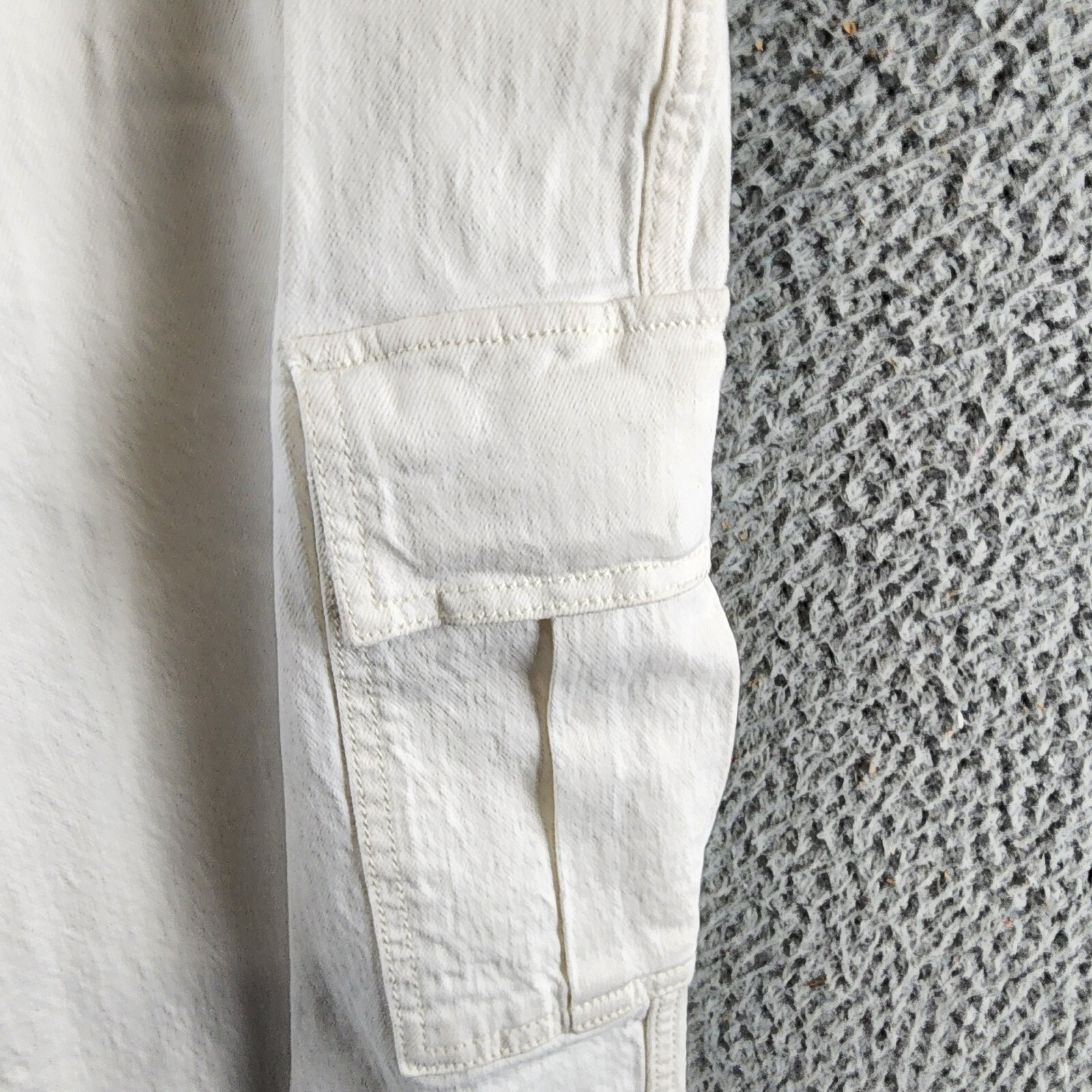 Rebecca Minkoff Relaxed Cargo Pants Women's 26 Alabaster Button Zip Closure - Picture 6 of 16