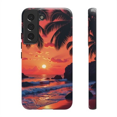 Tropical Sunset beach phone case Compatible with the Galaxy S22 S23 S24 S25