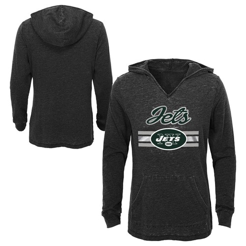 Футболка Outerstuff NFL для девочек (7–16 лет) New York Jets Faded Burnout с капюшоном