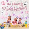 Pink Go Shawty It's Your Birthday Banner Balloons Set, Glitter Happy Birthday Banner with Pink White Confetti Balloon Silver Star Foil Balloon for Women Hip Hop Rap Theme Birthday Party Decorations