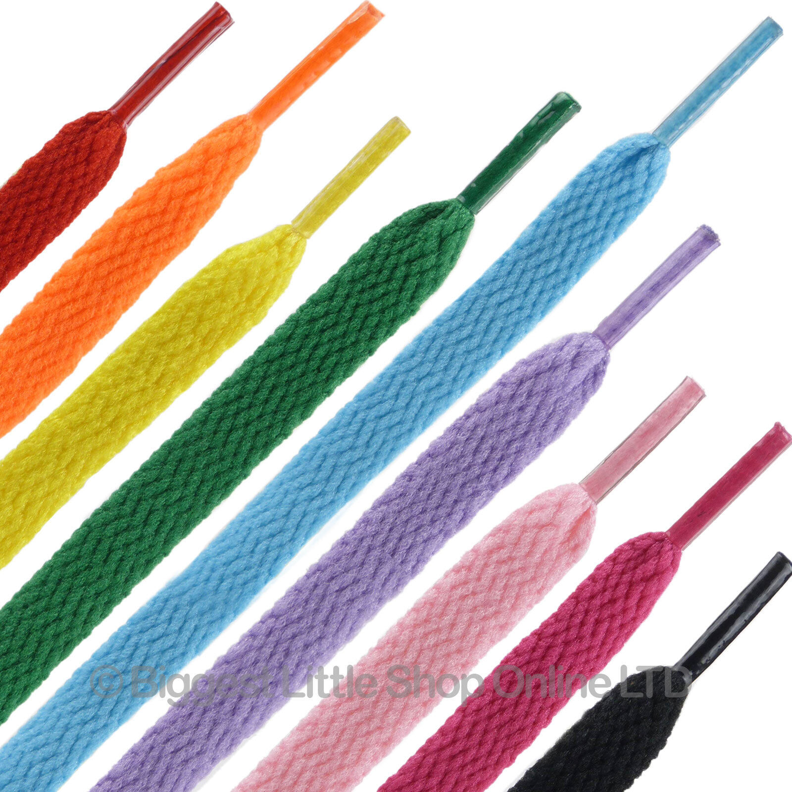 1 New Pair Flat PLAIN Laces 115cm Long 1cm Wide VARIOUS COLOURS ...