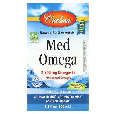 Med Omega, Лимон-лайм, 2700 мг, 3,3 жидких унции (100 мл)