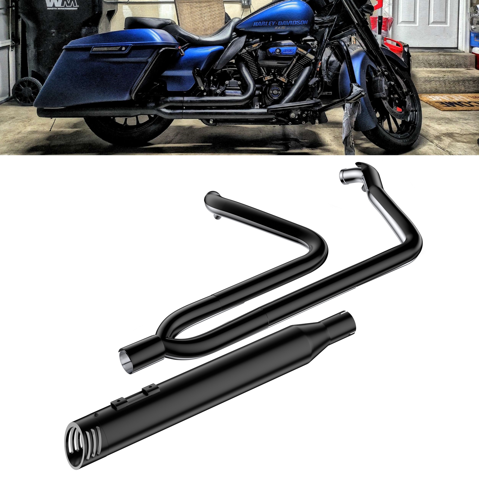 Pro 2 into 1 Black Exhaust Pipe w/ 4