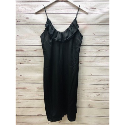 BCBG generation Charmeus Ruffled Party Cocktail Dress Black Slip Size 4 New