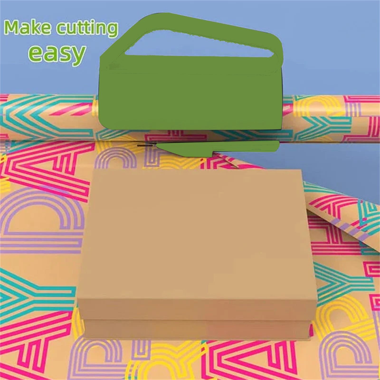 Christmas Gift Wrapping Paper Cutter Green With Handle Manual Sliding Paper Roll