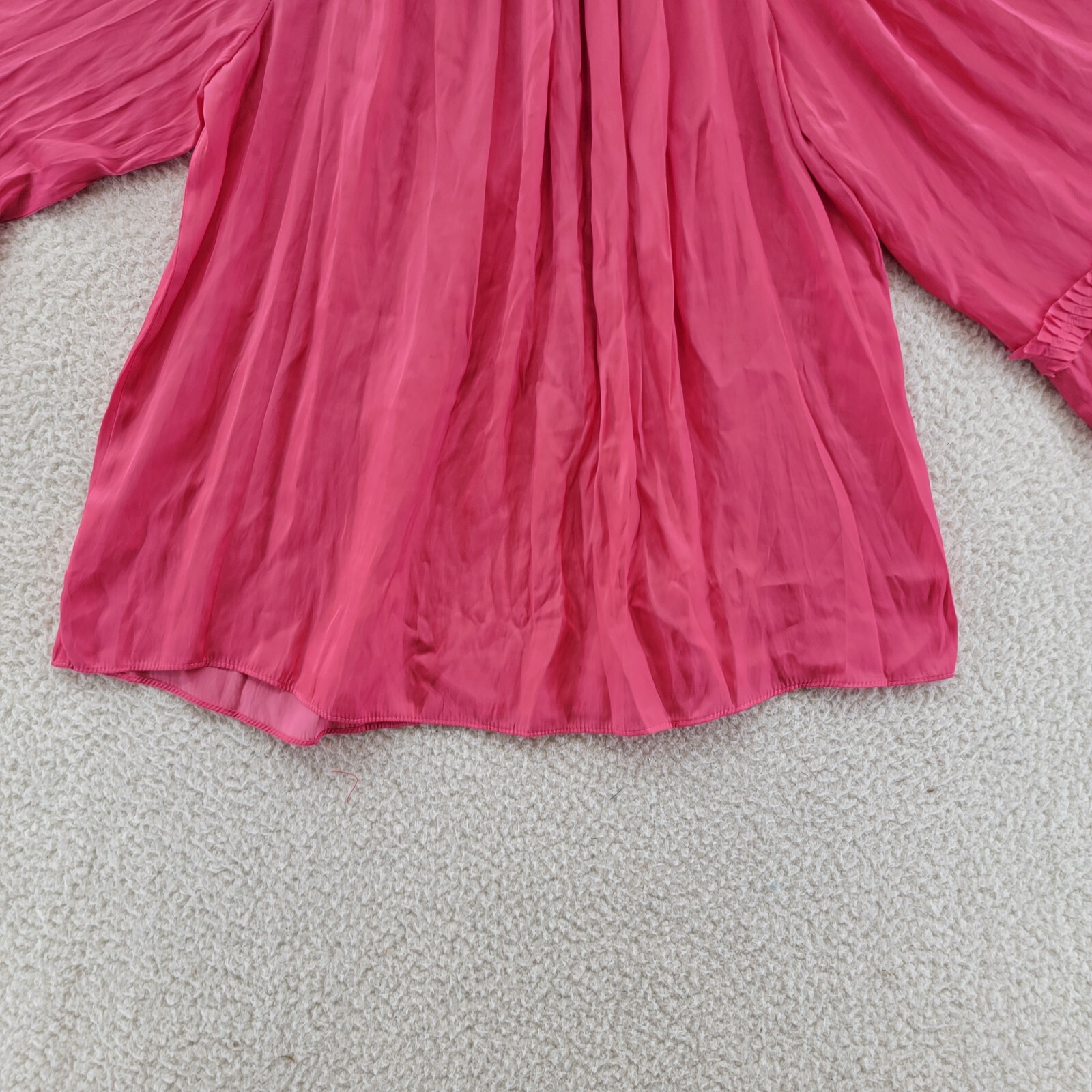 Ramy Brook Maty Balloon Sleeve Top Women's S Bright Pink V-Neck w/ Tie Pullover~ - Picture 12 of 12