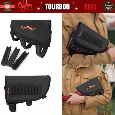 TOURBON Cheek Riser Rest Gun Butt Ammo Holder 30-06 45-70 Cartridges Carry Pouch