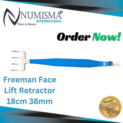 reeman Facelift Retractor, 7'', Inline 4-Sharp Prongs, .875'' Wide, Prem. German