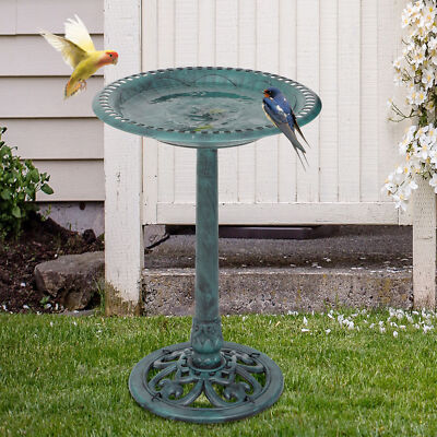 28'' Height Pedestal Bird Bath Outdoor Garden Freestanding Yard Art  Birdbath