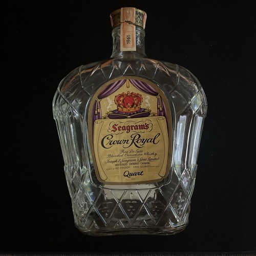 EMPTY BOTTLE VTG SEAGRAMS CROWN ROYAL WHISKY TILT POUR