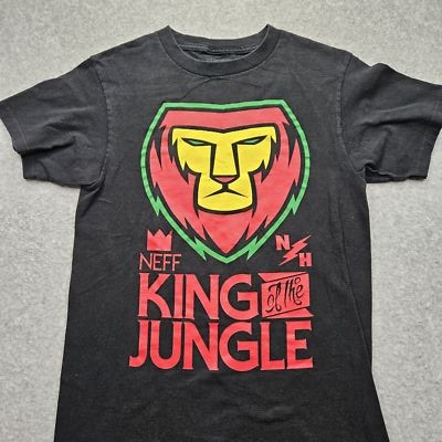 Neff Men's Small Black King of the Jungle Graphic T-Shirt.