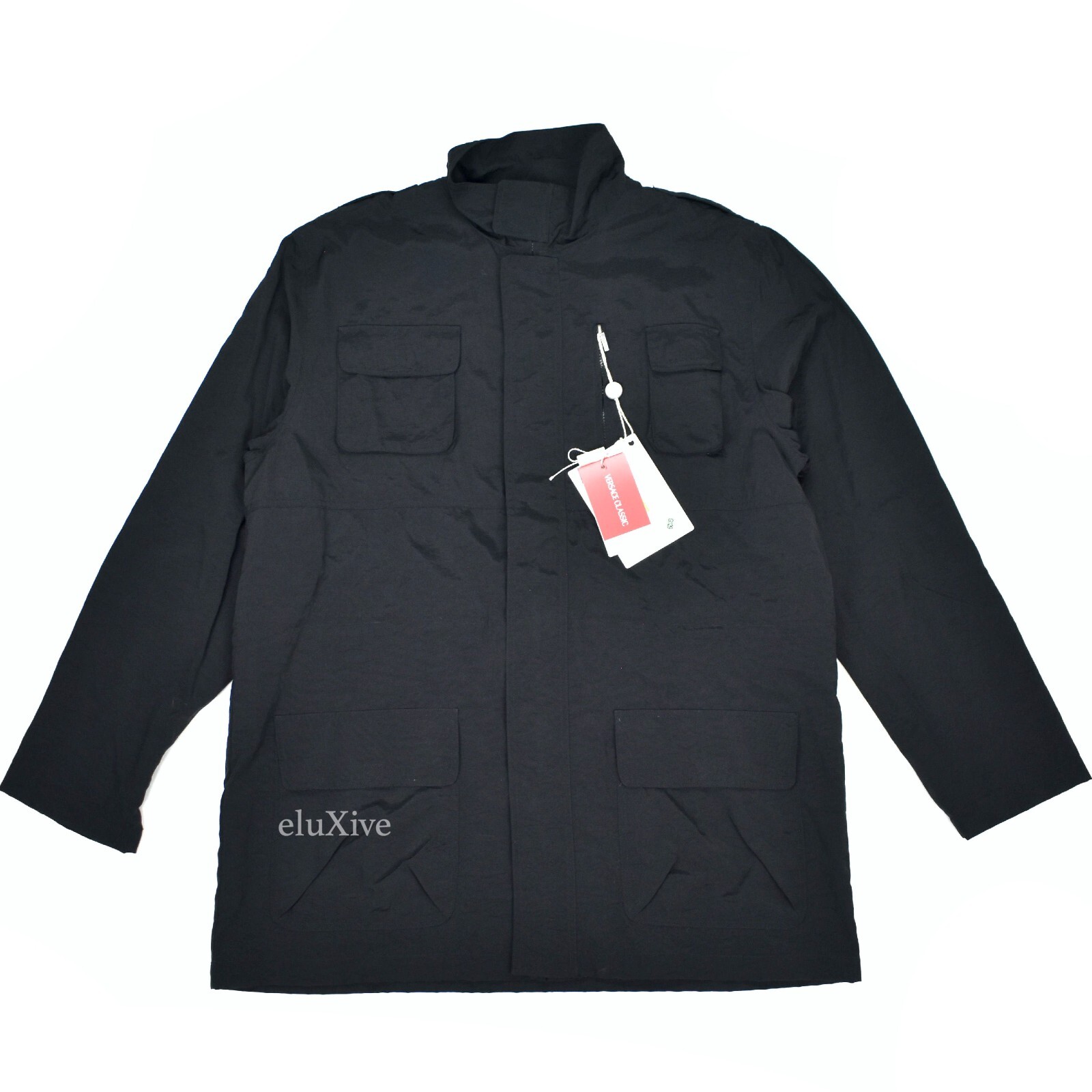 VERSACE ジャンパー ブラック NWT $1265 Versace Classic Black Waterproof Field Jacket Rain Men's